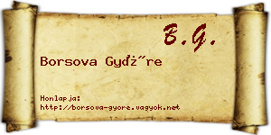 Borsova Györe névjegykártya